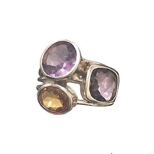 Amethyst and Citrine Sterling Silver Ring